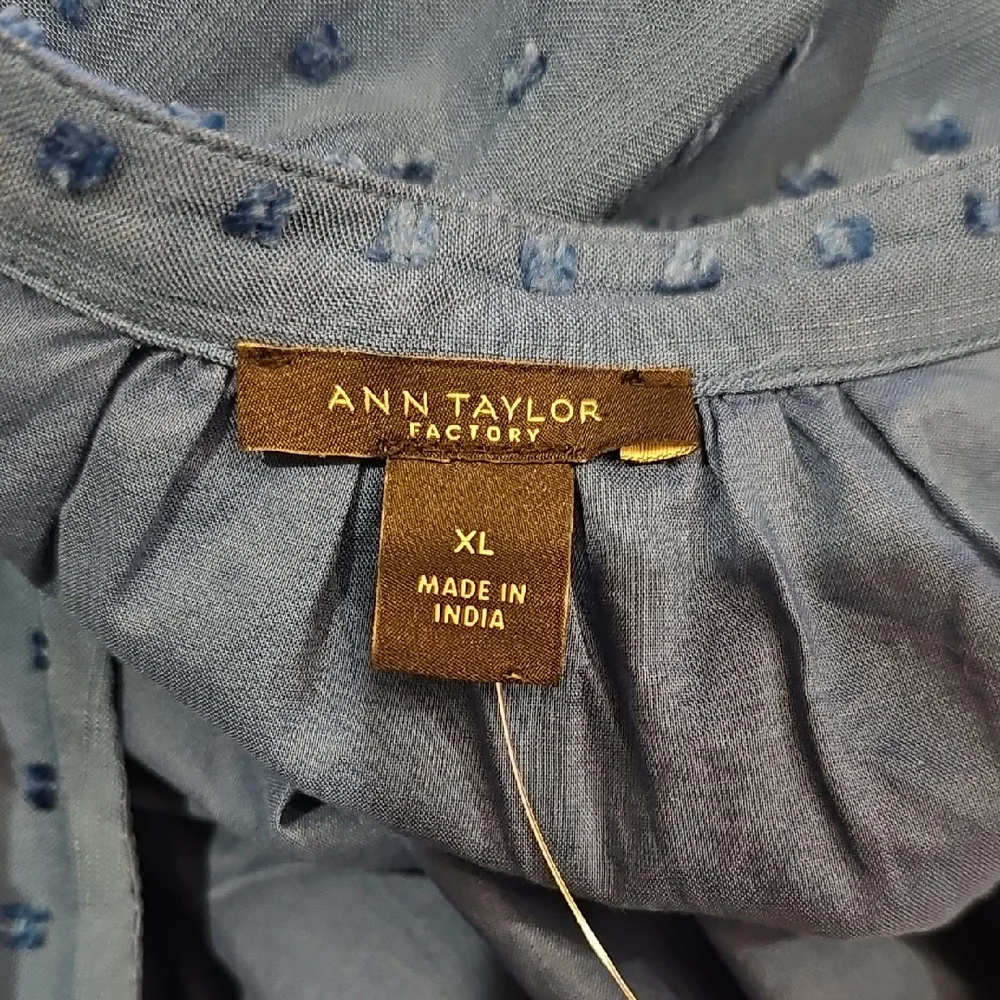 Ann Taylor Blue V-Neck Flutter Sleeve Dress Sz XL - Picture 6 of 9